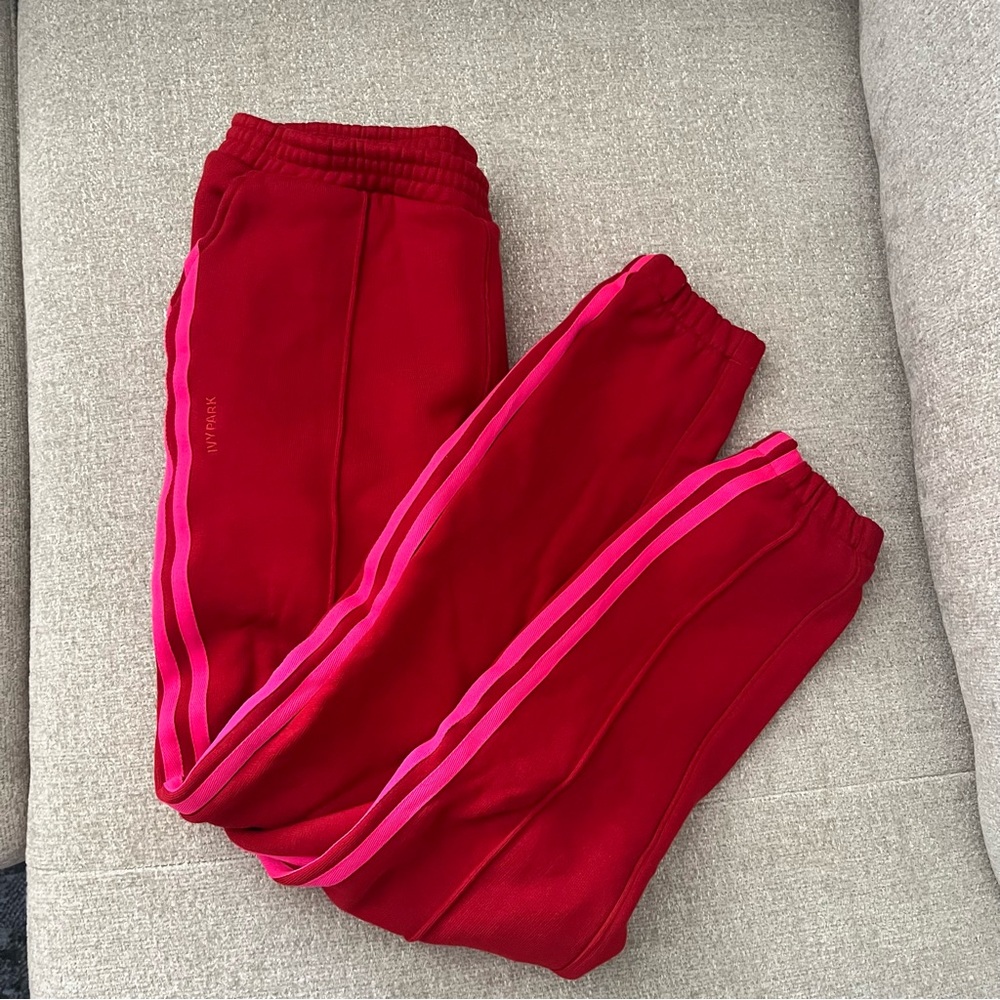 Adidas Ivy Park Red and Pink Sweatpants